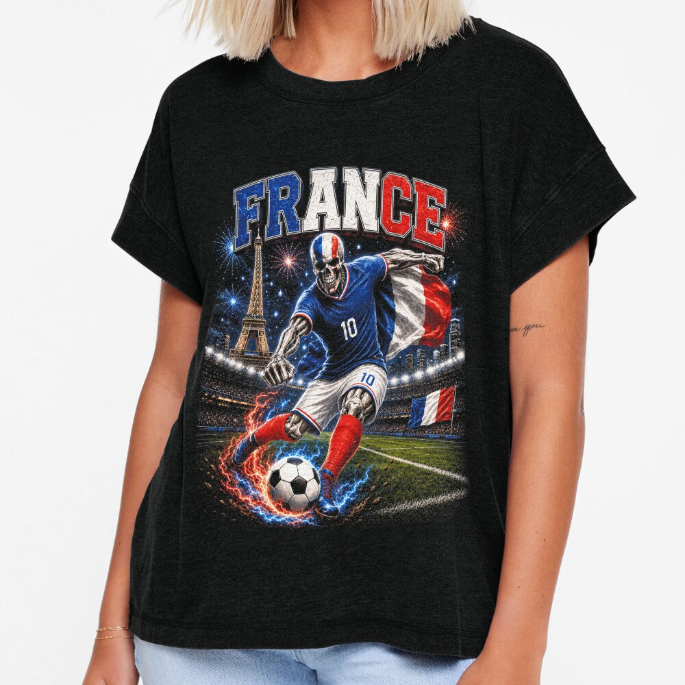 France Soccer Skeleton Retro Collage by OceanBandwear - Adult & Kids T-Shirts, Sweatshirts & Hoodies apparel design preview 1