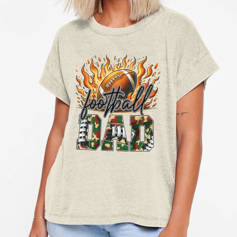 Flames And Camo Football Dad T-Shirt - Custom Art Print Unisex - T-Shirt, Sweatshirt, Hoodie