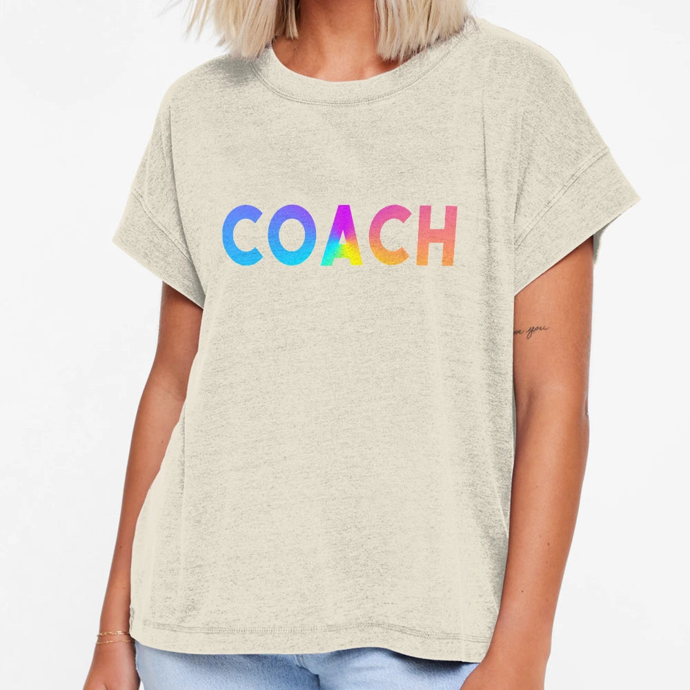 Coach Sports Logo Rainbow Motivation T-Shirt - Unique Graphic Men Women - T-Shirt, Sweatshirt, Hoodie