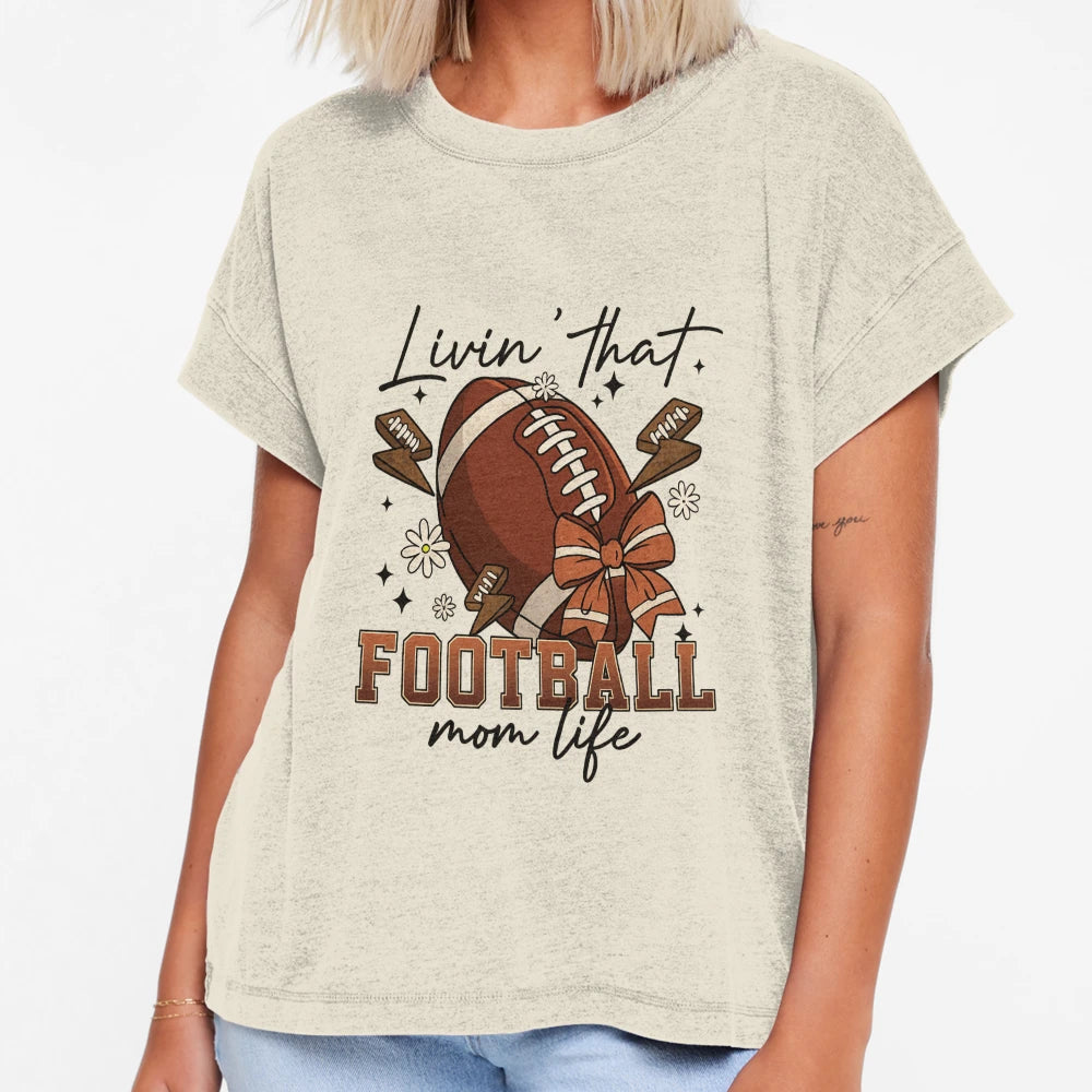 Livin That Football Mom Life Game T-Shirt - Minimalist Print for Adults - T-Shirt, Sweatshirt, Hoodie