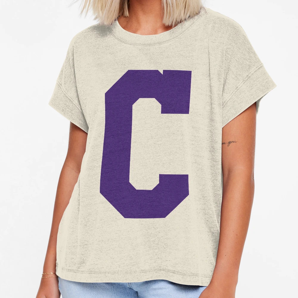 Alphabet Purple C Sports Letter C T-Shirt - Fun Novelty Design Men Women - T-Shirt, Sweatshirt, Hoodie