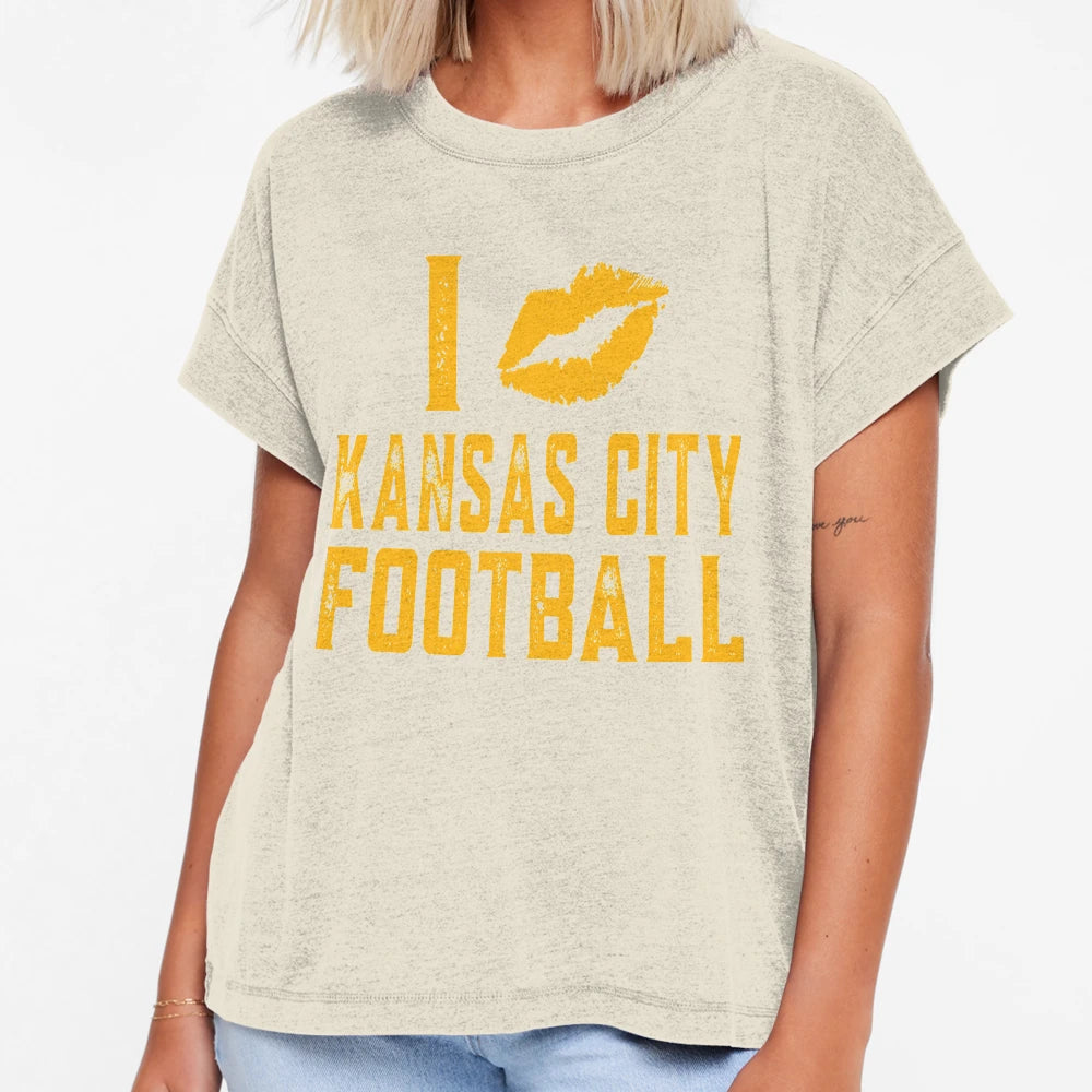 I Love Kansas City Football Distressed T-Shirt - Graphic Print Men Women - T-Shirt, Sweatshirt, Hoodie