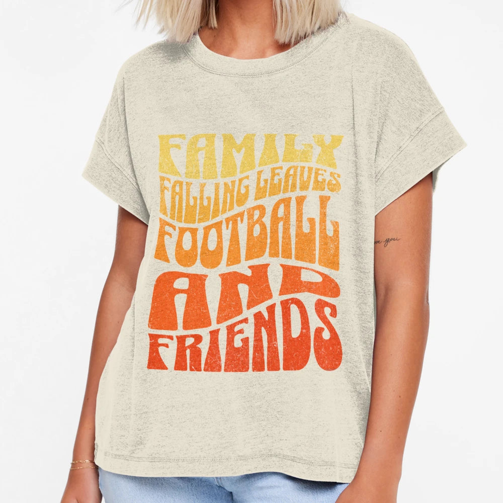 Fall Falling Leaves Football Friends T-Shirt - Custom Art Print Unisex - T-Shirt, Sweatshirt, Hoodie
