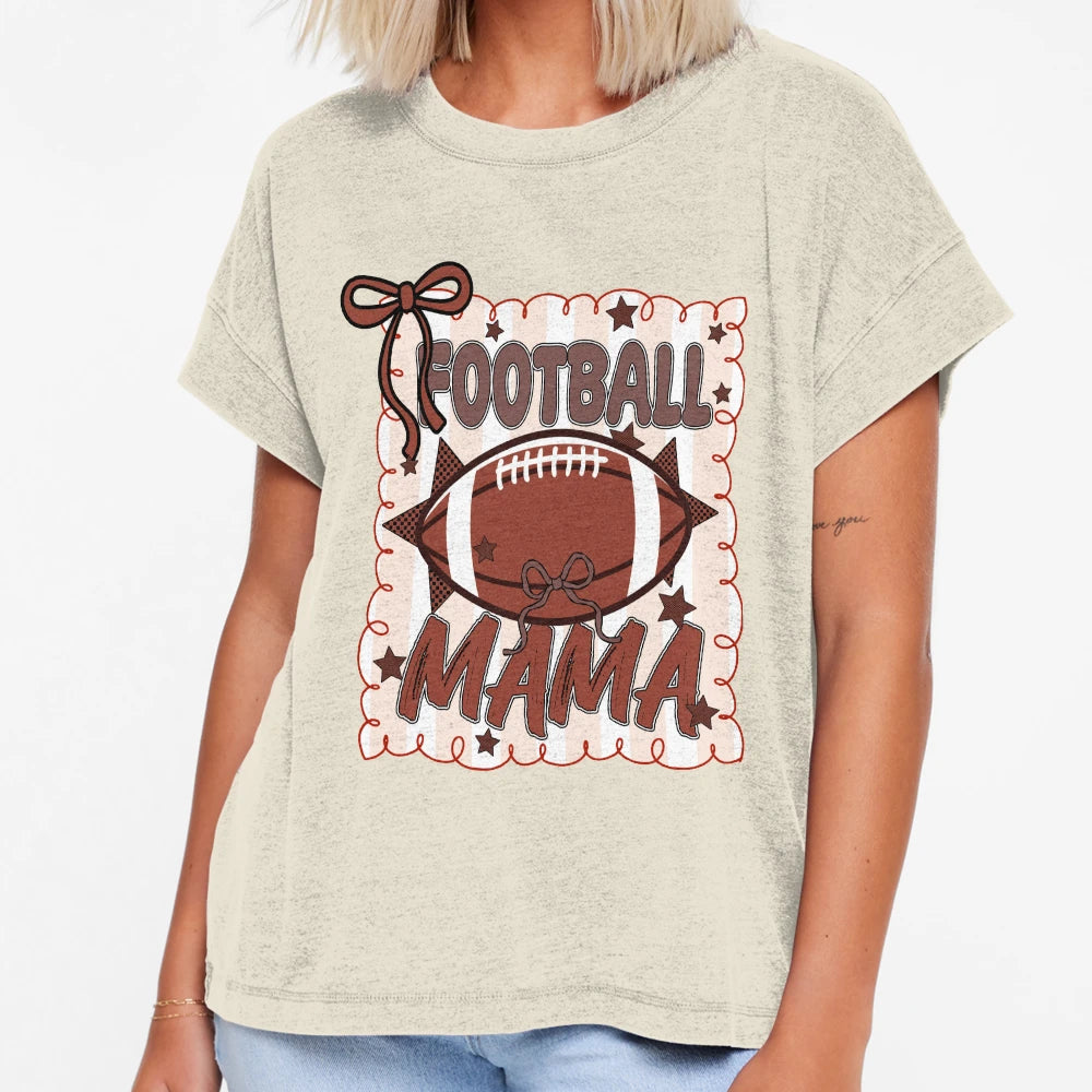 Football Mama Football Season Bow T-Shirt - Graphic Print for Adults - T-Shirt, Sweatshirt, Hoodie