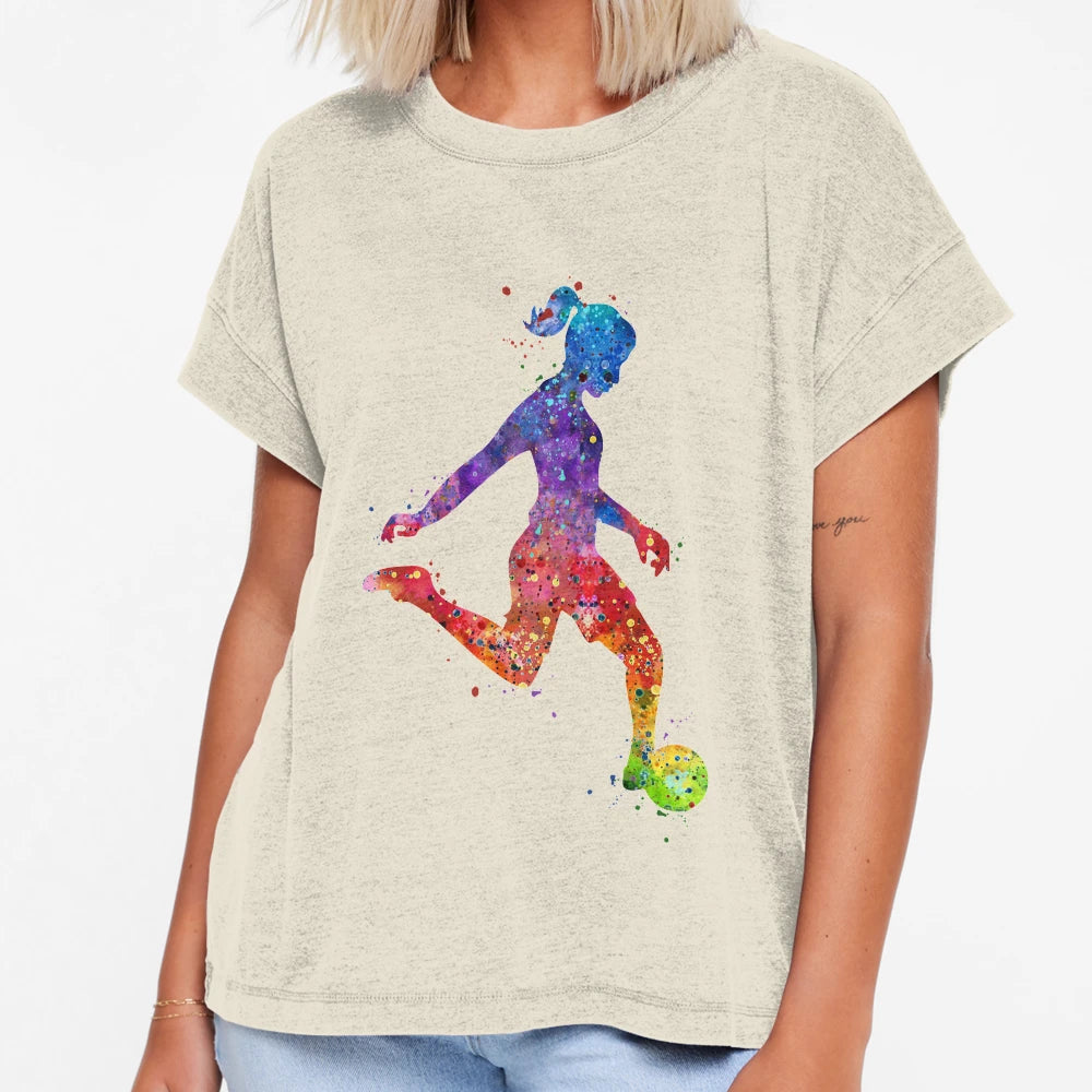 Soccer Player Colorful Watercolor T-Shirt - Aesthetic Graphic Men Women - T-Shirt, Sweatshirt, Hoodie