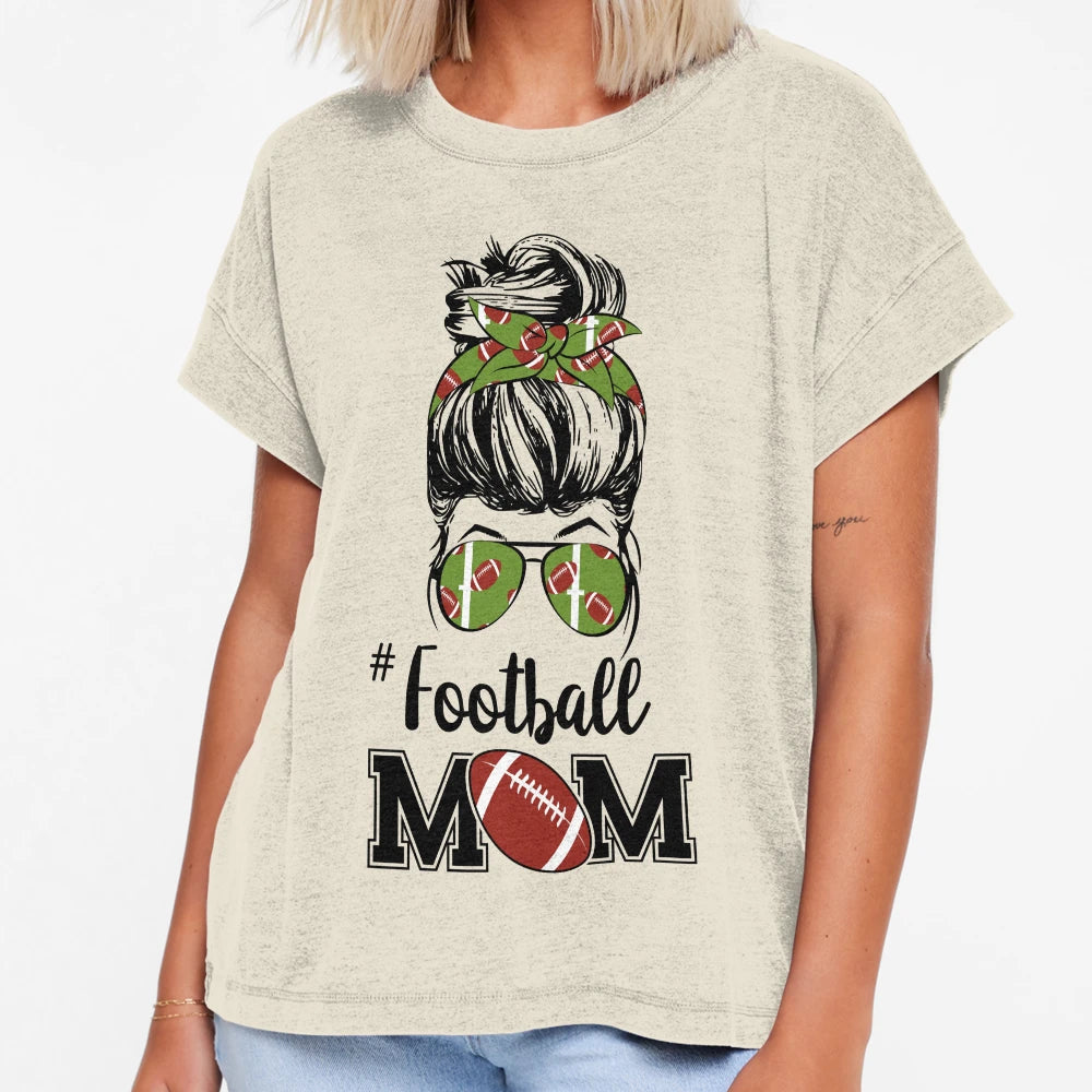 Football Mom Messy Bun T-Shirt - Casual Everyday Wear Unisex - T-Shirt, Sweatshirt, Hoodie