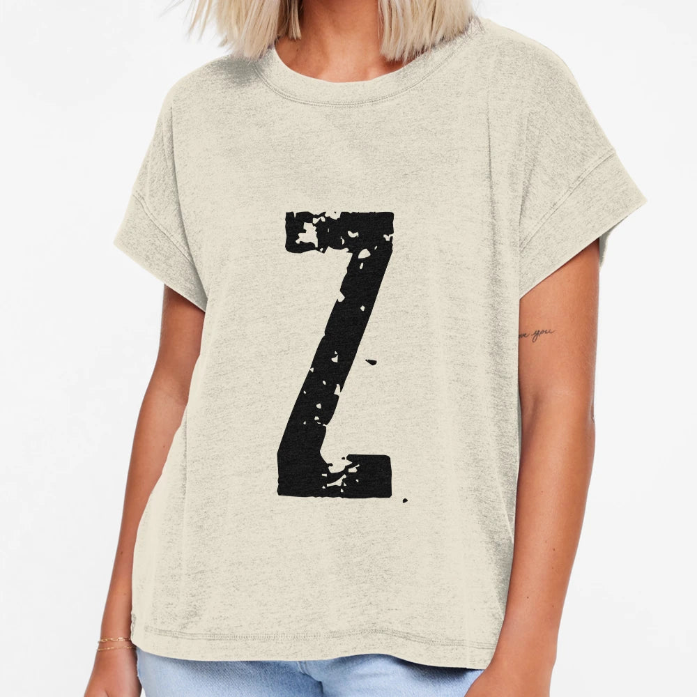 Worn Letter Z T-Shirt - Aesthetic Graphic for Adults - T-Shirt, Sweatshirt, Hoodie
