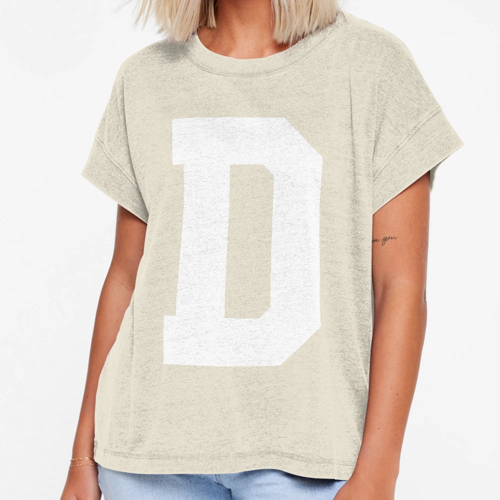 Alphabet White D Sports Letter D T-Shirt - Minimalist Print for Adults - T-Shirt, Sweatshirt, Hoodie
