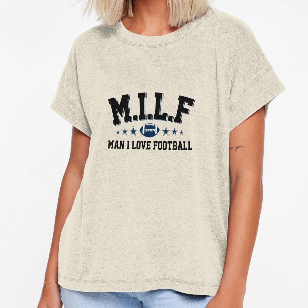 Milf I Love Football Cowboys T-Shirt - Graphic Print Unisex - T-Shirt, Sweatshirt, Hoodie