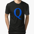 Letter Q Dimensional Blue T-Shirt - Novelty Apparel Unisex - T-Shirt, Sweatshirt, Hoodie
