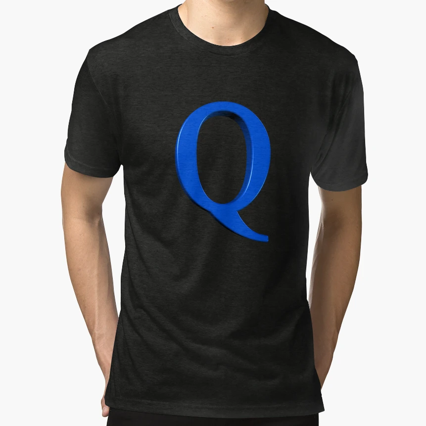 Letter Q Dimensional Blue T-Shirt - Novelty Apparel Unisex - T-Shirt, Sweatshirt, Hoodie