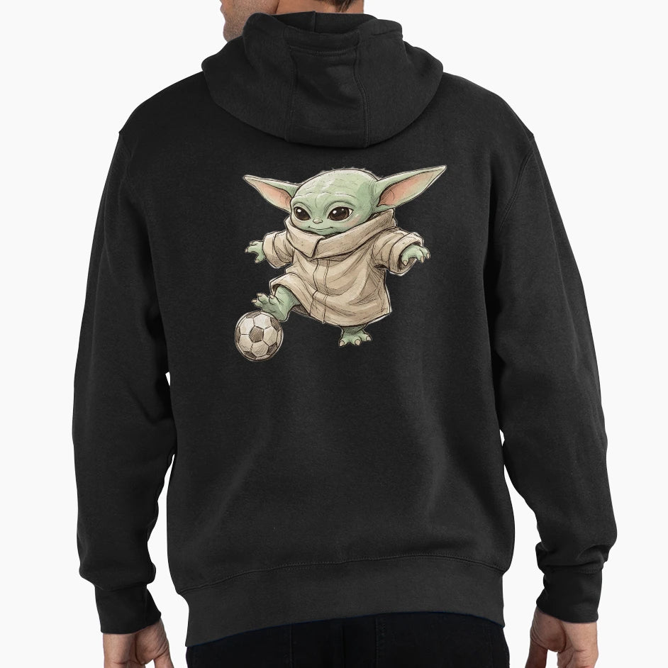 Yoda Playing Soccer Hoodie - Unique Graphic for Adults - T-Shirt, Sweatshirt, Hoodie