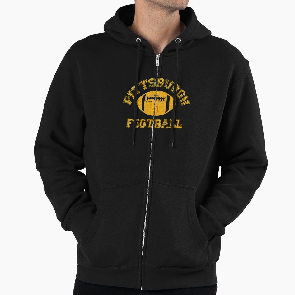 Pittsburgh Distressed Pro Football Team Hoodie - Graphic Print Unisex - T-Shirt, Sweatshirt, Hoodie
