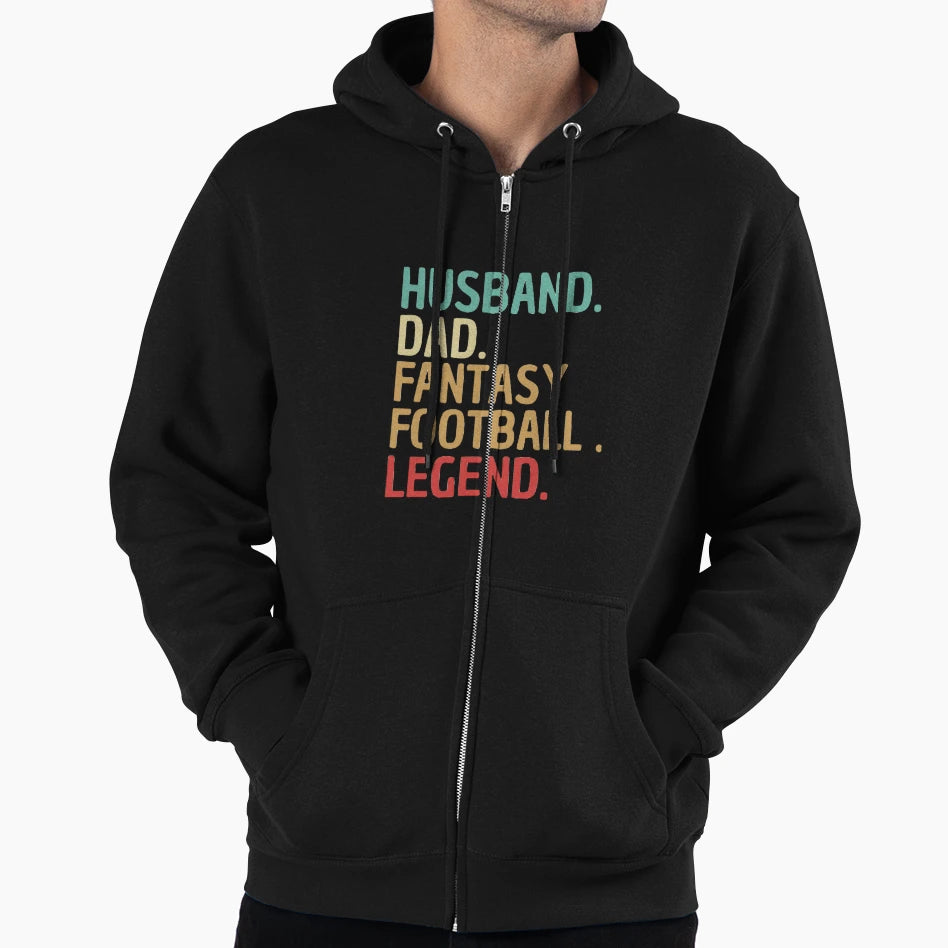 Husband Dad Fantasy Football Legend Funny Hoodie - Trendy Graphic Unisex - T-Shirt, Sweatshirt, Hoodie