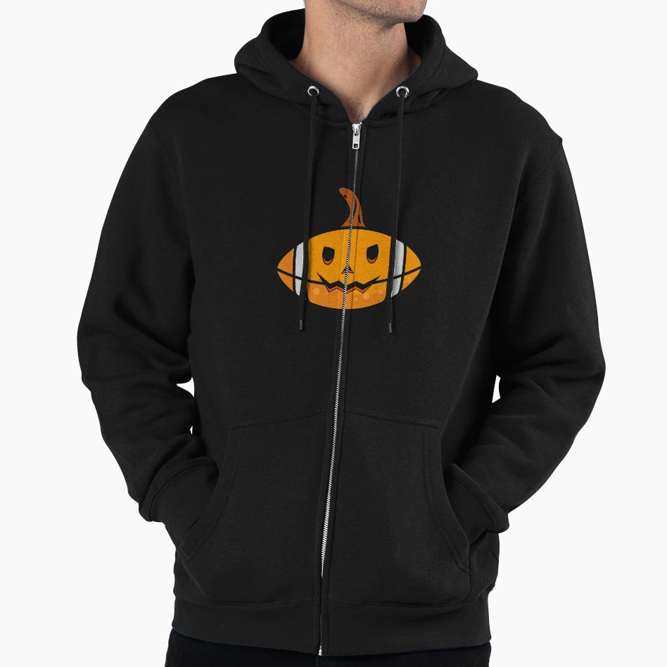 Halloween Football Pumpkin Hoodie - Custom Art Print for Adults - T-Shirt, Sweatshirt, Hoodie