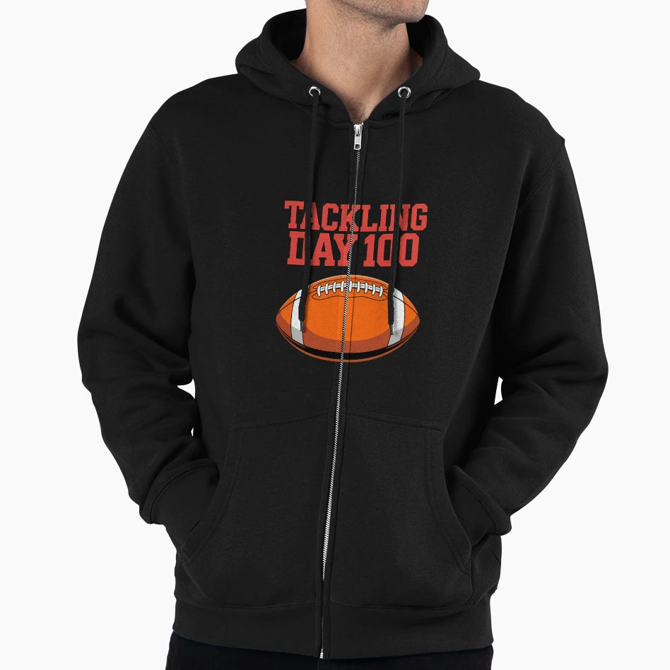100Th Day School Football Lovers Hoodie - Custom Art Print for Adults - T-Shirt, Sweatshirt, Hoodie