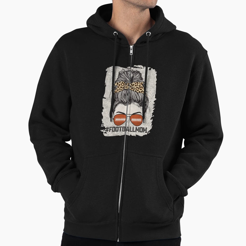 Bleached Football Mom Messy Bun Hoodie - Streetwear Style Men Women - T-Shirt, Sweatshirt, Hoodie