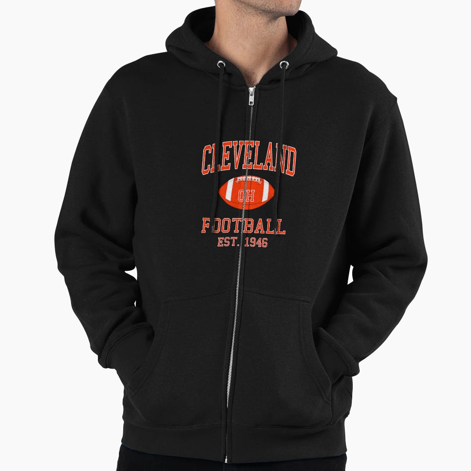 Cleveland Football Hoodie - Graphic Print Unisex - T-Shirt, Sweatshirt, Hoodie