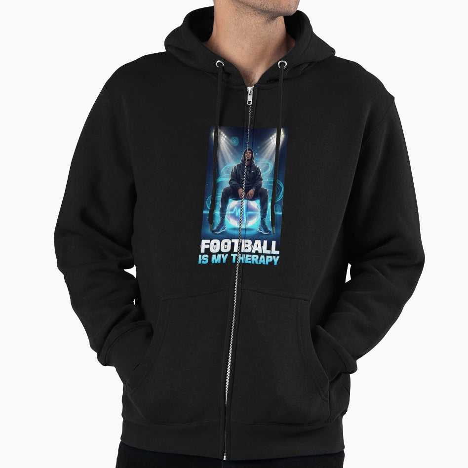 Football Is My Therapy Mindset Hoodie - Graphic Print Men Women - T-Shirt, Sweatshirt, Hoodie