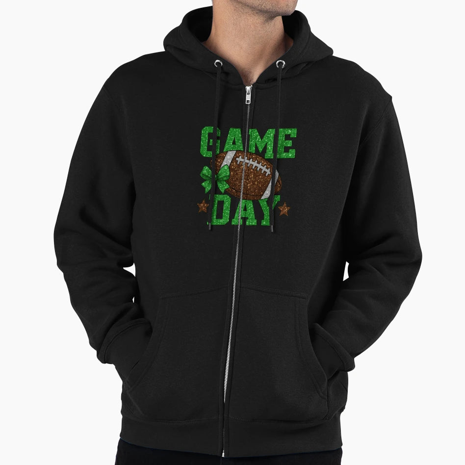 Glitter Football Game Day Sparkly Hoodie - Fun Novelty Design for Adults - T-Shirt, Sweatshirt, Hoodie