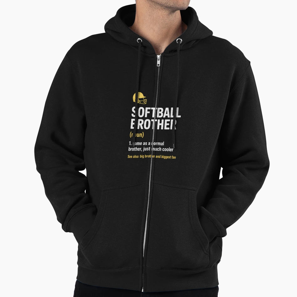 Softball Brother Support Funny Hoodie - Minimalist Print Unisex - T-Shirt, Sweatshirt, Hoodie