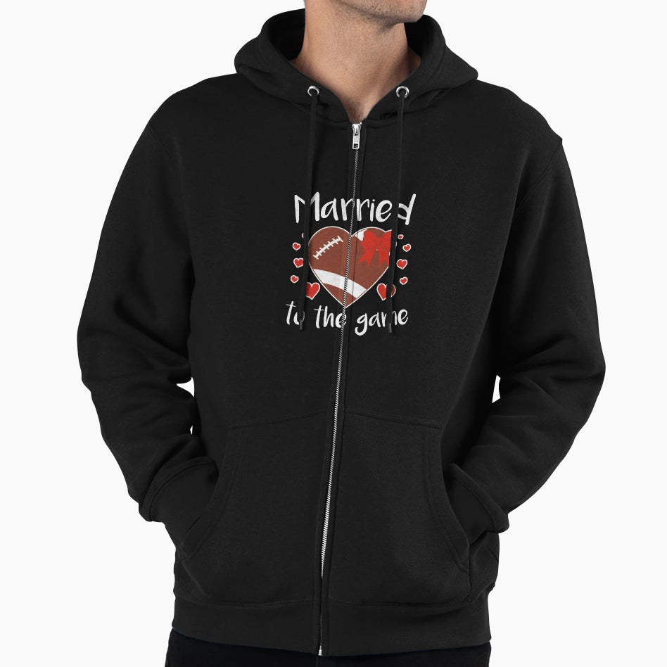 Married To Game Funny Football Widow Hoodie - Custom Art Print Men Women - T-Shirt, Sweatshirt, Hoodie