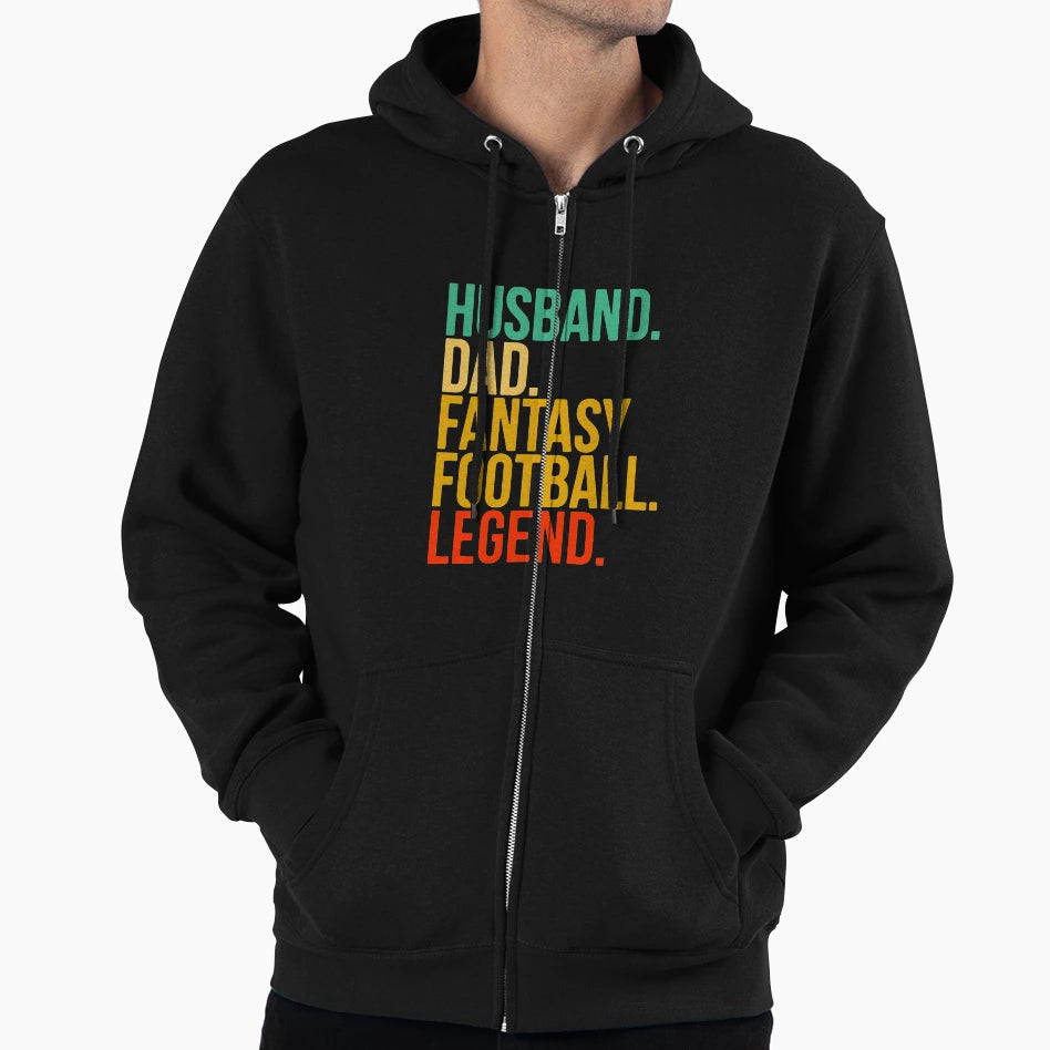 Husband Dad Fantasy Football Legend Hoodie - Trendy Graphic for Adults - T-Shirt, Sweatshirt, Hoodie