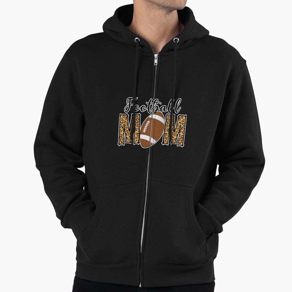 Football Mom Leopard Football Mom Hoodie - Casual Everyday Wear for Adults - T-Shirt, Sweatshirt, Hoodie