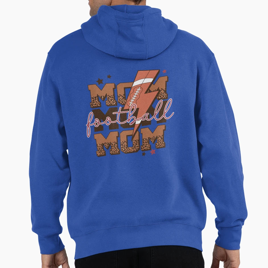 Leopard Football Mom Lightning Bolt Hoodie - Streetwear Style Men Women - T-Shirt, Sweatshirt, Hoodie