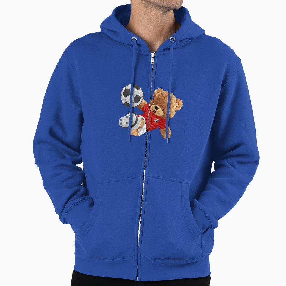 Teddy Bear Playing Soccer Hoodie - Graphic Print Unisex - T-Shirt, Sweatshirt, Hoodie