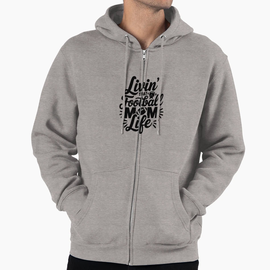 Livin That Football Mom Life Hoodie - Minimalist Print Unisex - T-Shirt, Sweatshirt, Hoodie