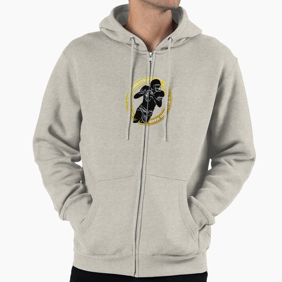 Football Is My Favorite Season Word Gold Hoodie - Graphic Print Unisex - T-Shirt, Sweatshirt, Hoodie