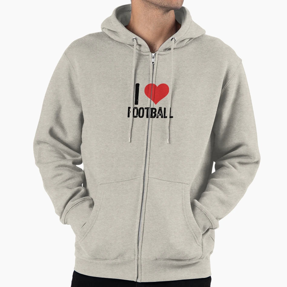 I Love Football Hoodie - Minimalist Print for Adults - T-Shirt, Sweatshirt, Hoodie