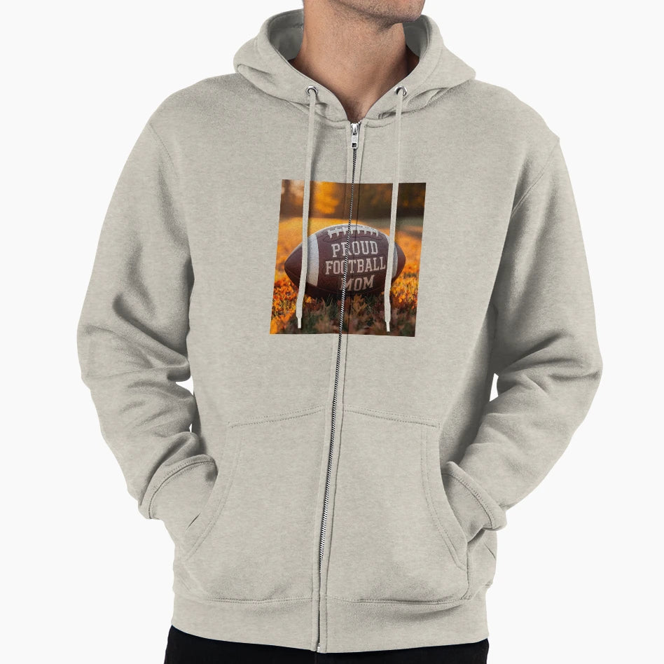 Proud Football Mom Fall Leaves And Hoodie - Casual Everyday Wear Unisex - T-Shirt, Sweatshirt, Hoodie