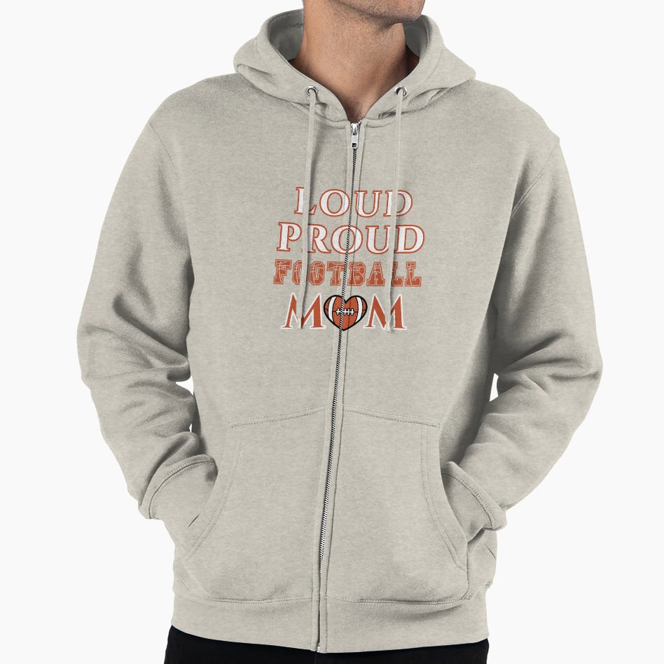 Loud Proud Football Mom Football Mama Hoodie - Fun Novelty Design Unisex - T-Shirt, Sweatshirt, Hoodie