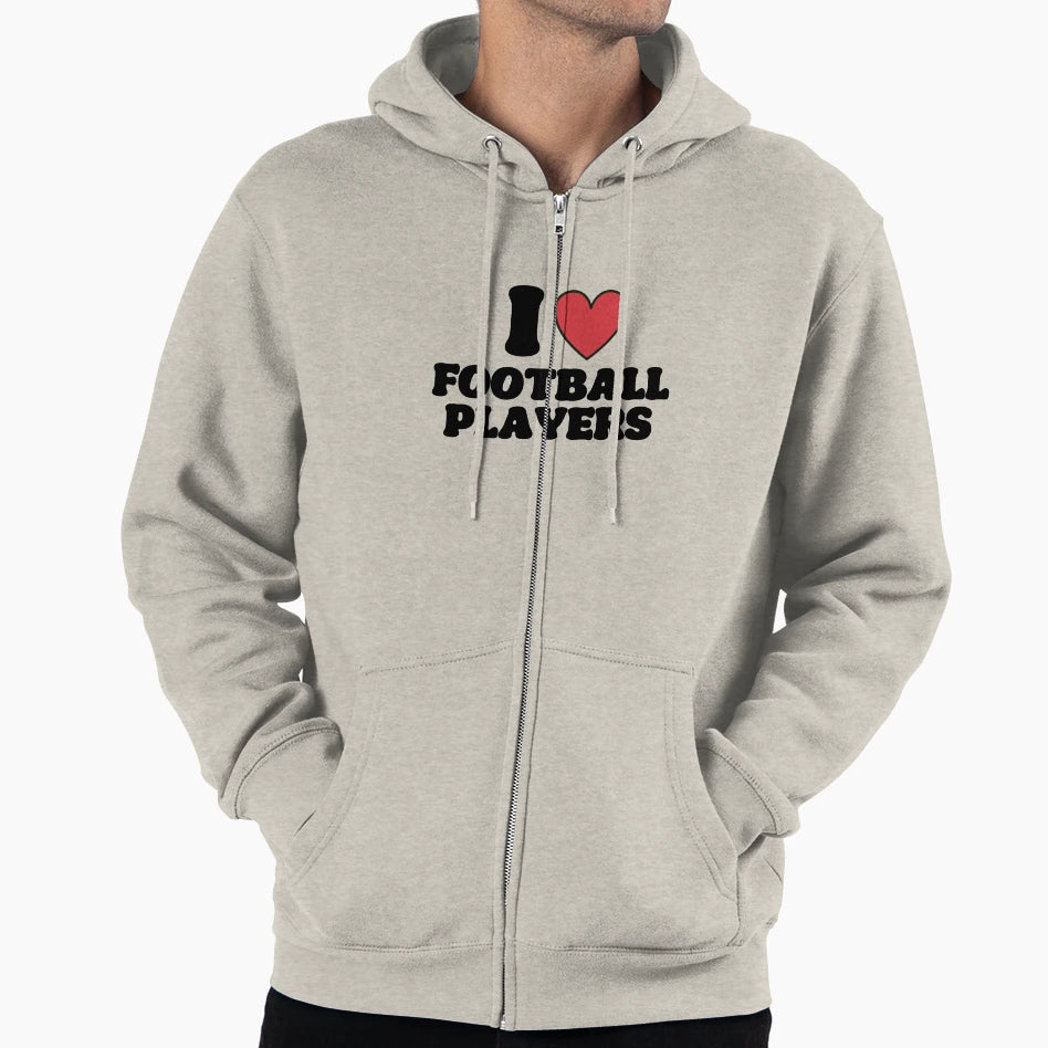 I Love Football Players Hoodie - Fun Novelty Design for Adults - T-Shirt, Sweatshirt, Hoodie