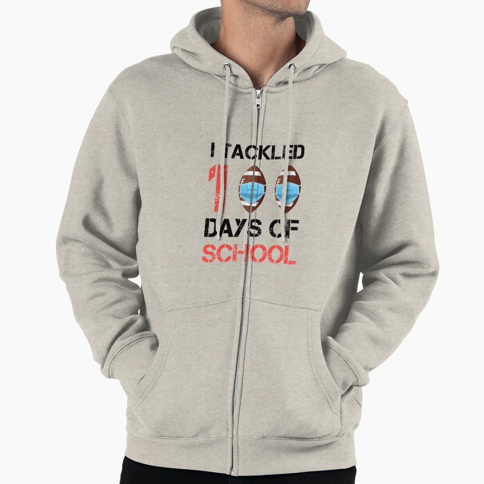 Football American Funny 100 Days School Hoodie - Unique Graphic for Adults - T-Shirt, Sweatshirt, Hoodie