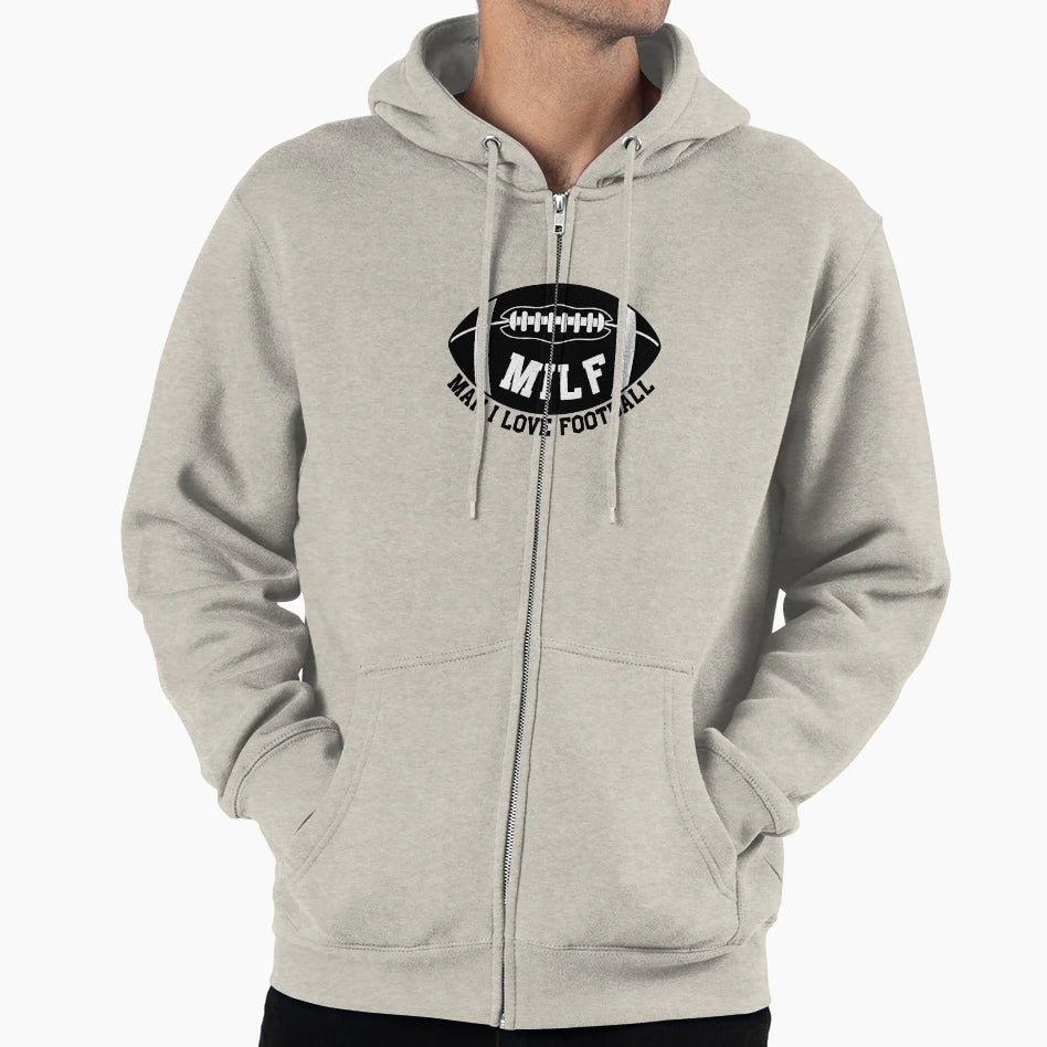 Milf I Love Football American Football Hoodie - Minimalist Print Unisex - T-Shirt, Sweatshirt, Hoodie