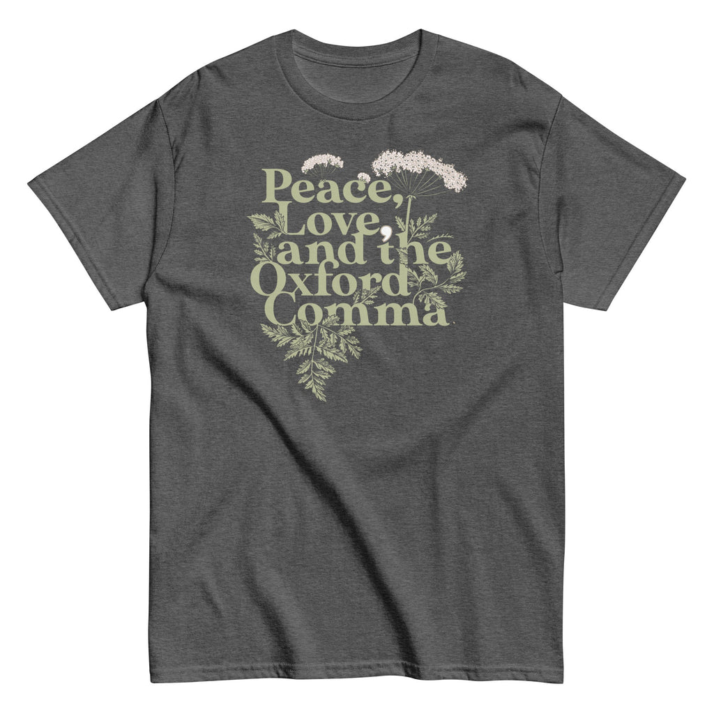 Peace, Love, And The Oxford Comma Men's Classic - Adult & Kids T-Shirts, Sweatshirts & Hoodies apparel design preview 1