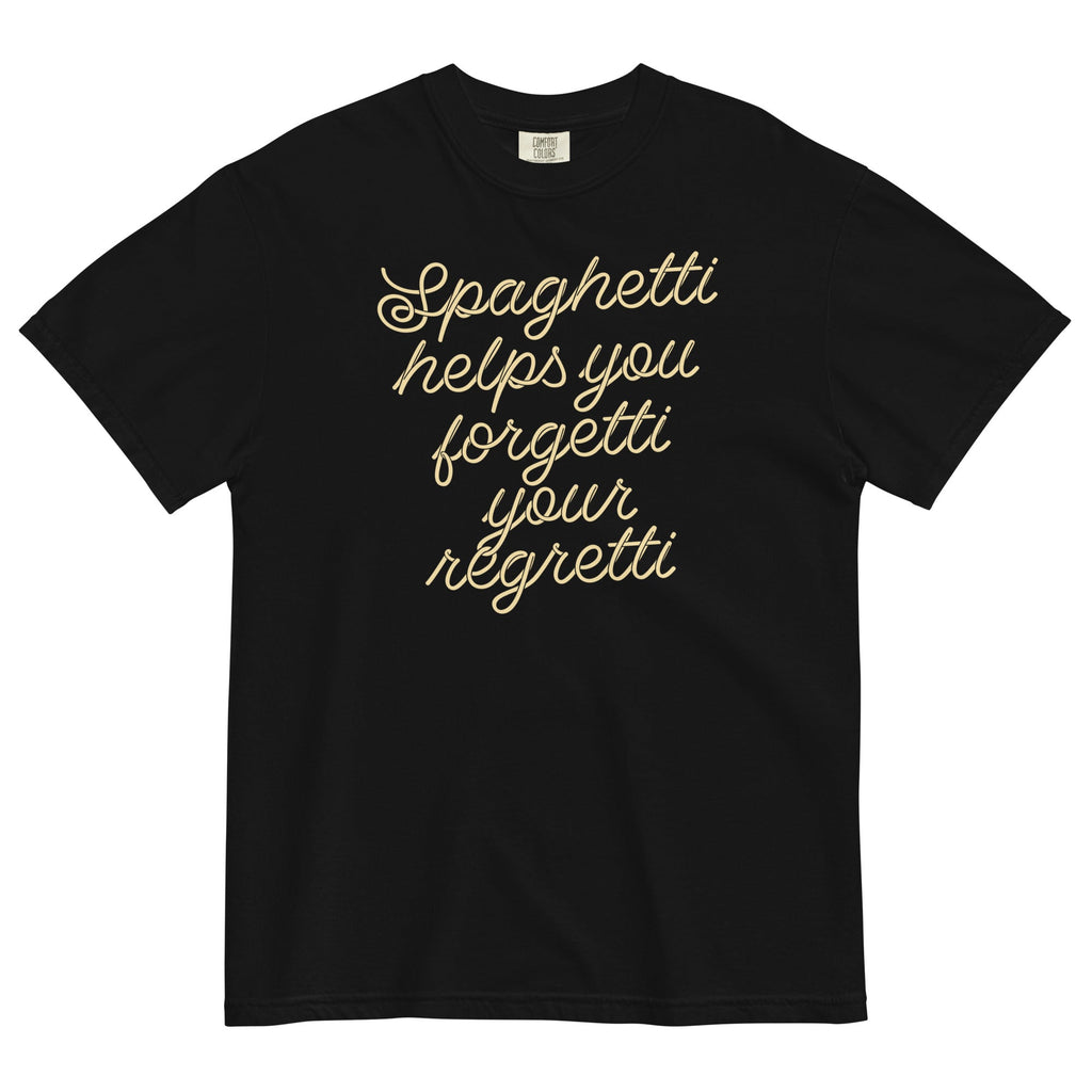 Spaghetti Helps You Forgetti Your Regretti Men's - Adult & Kids T-Shirts, Sweatshirts & Hoodies apparel design preview 1