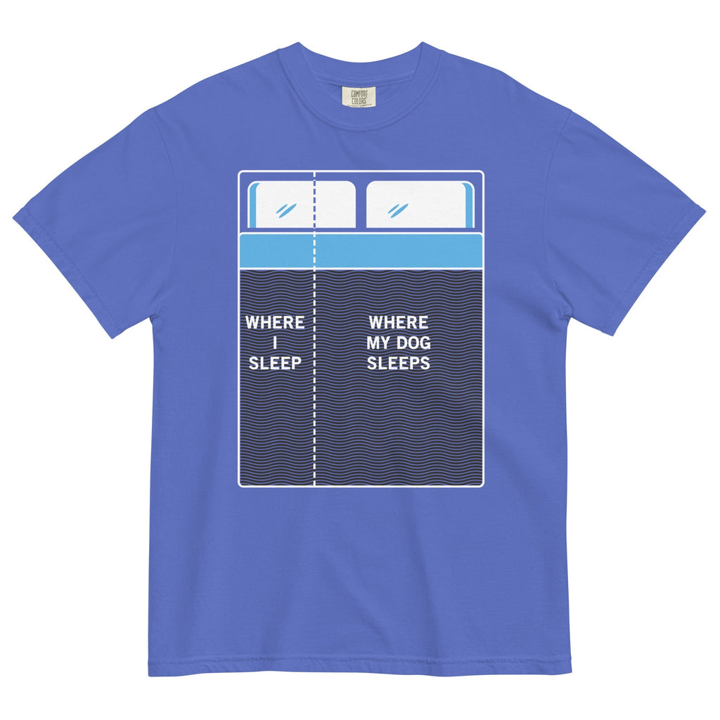 Where I Sleep, My Dog Sleeps Men's Relaxed Fit - Adult & Kids T-Shirts, Sweatshirts & Hoodies apparel design preview 1