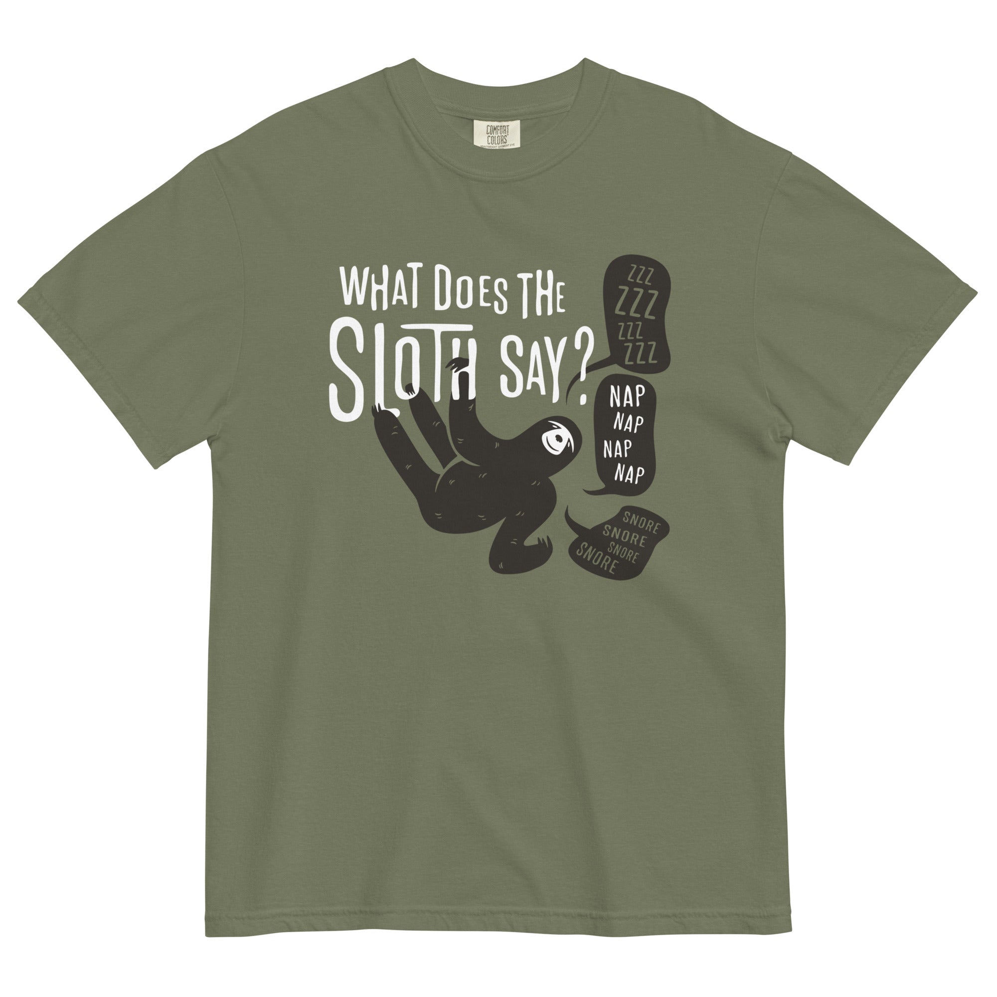What Does The Sloth Say? Men's Relaxed Fit - Adult & Kids T-Shirts, Sweatshirts & Hoodies apparel design preview 1