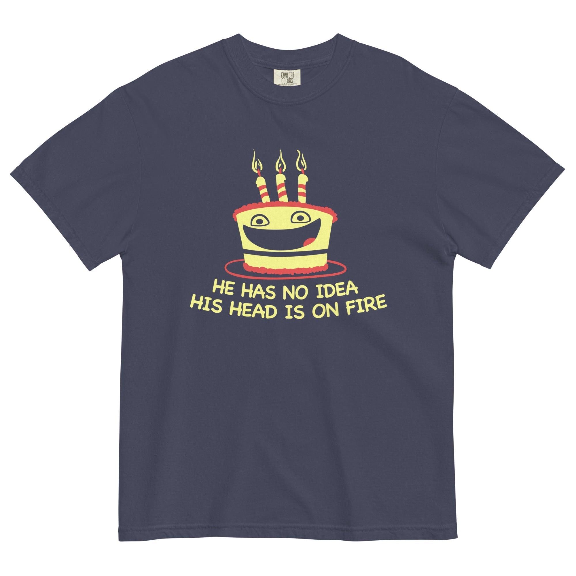 He Has No Idea His Head Is On Fire Men's Relaxed Fit - Adult & Kids T-Shirts, Sweatshirts & Hoodies apparel design preview 1