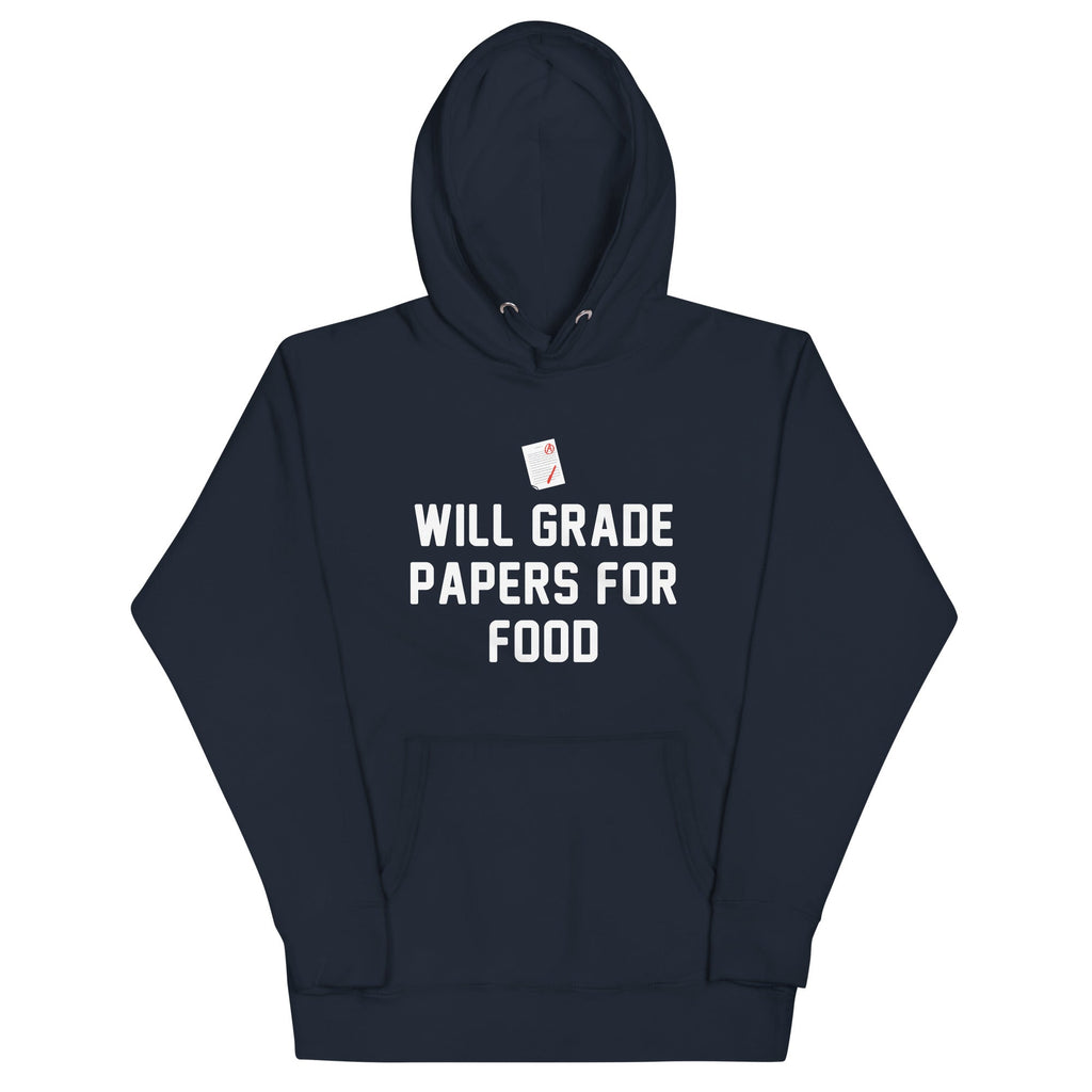 Will Grade Papers For Food - Adult & Kids T-Shirts, Sweatshirts & Hoodies apparel design preview 1