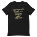 Spaghetti Helps You Forgetti Your Regretti Men's - Adult & Kids T-Shirts, Sweatshirts & Hoodies apparel design preview 1