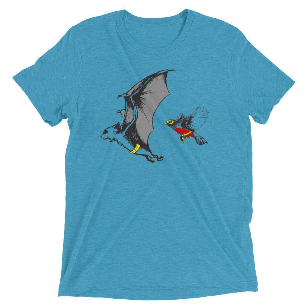 Bat and Robin Men's Tri-Blend - Adult & Kids T-Shirts, Sweatshirts & Hoodies apparel design preview 1