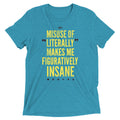 Misuse of Literally Makes Me Figuratively Insane - Adult & Kids T-Shirts, Sweatshirts & Hoodies apparel design preview 1