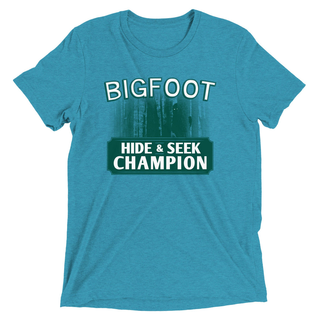 Bigfoot Hide And Seek Champion Men's Tri-Blend - Adult & Kids T-Shirts, Sweatshirts & Hoodies apparel design preview 1