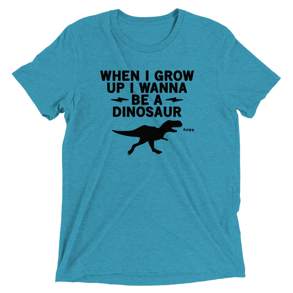 When I Grow Up Wanna Be A Dinosaur Men's Tri-Blend - Adult & Kids T-Shirts, Sweatshirts & Hoodies apparel design preview 1