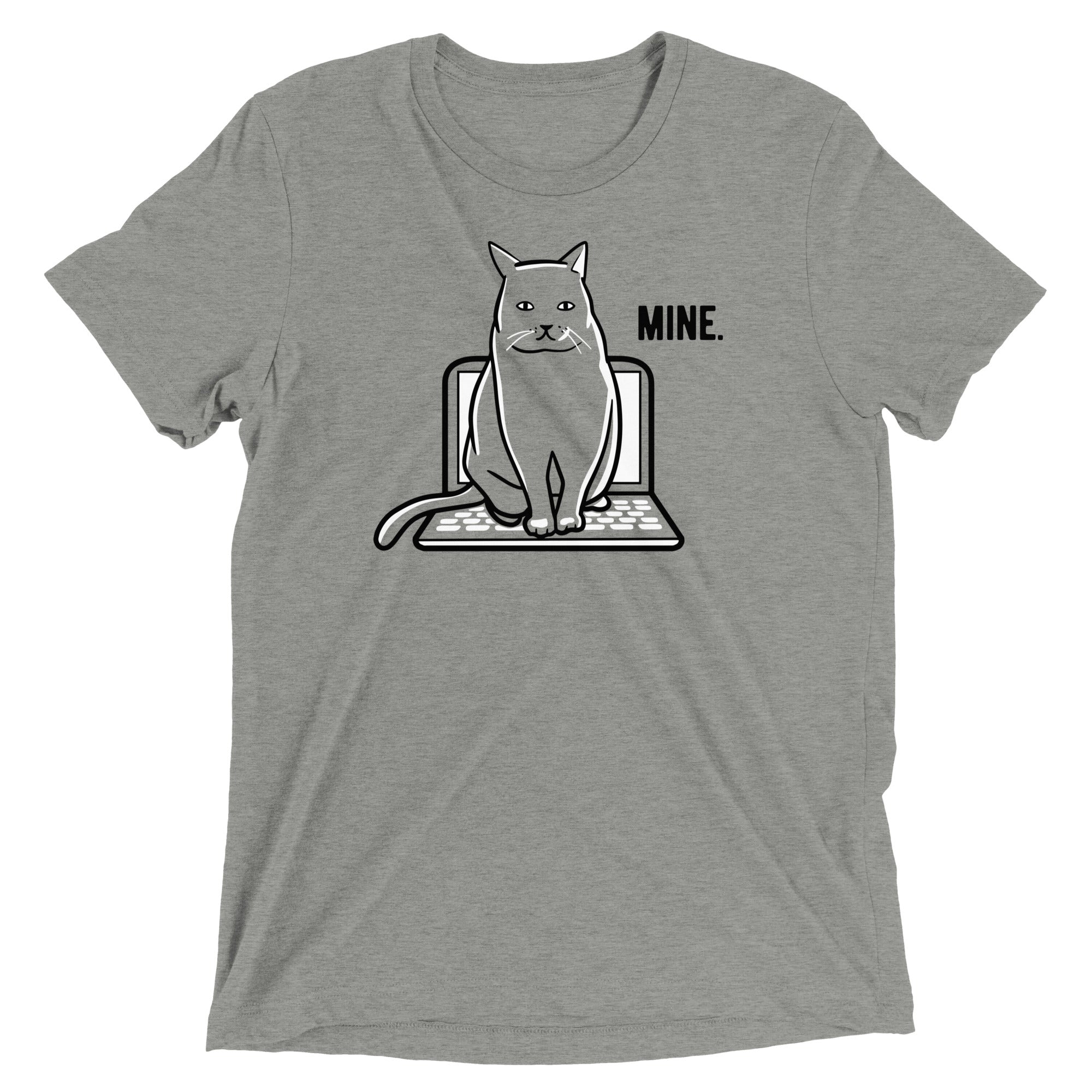 Mine Computer Cat Men's Tri-Blend - Adult & Kids T-Shirts, Sweatshirts & Hoodies apparel design preview 1